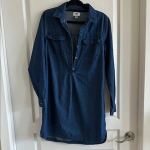 Old Navy Long Sleeve Denim Shift Dress - Dark Wash - Size M
